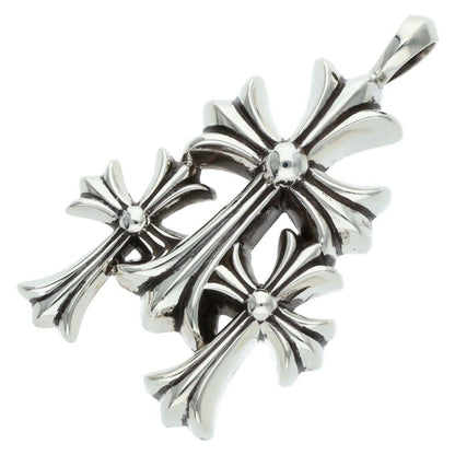 Chrome Hearts Triple CH Cross Silver Pendant Size ONE SIZE