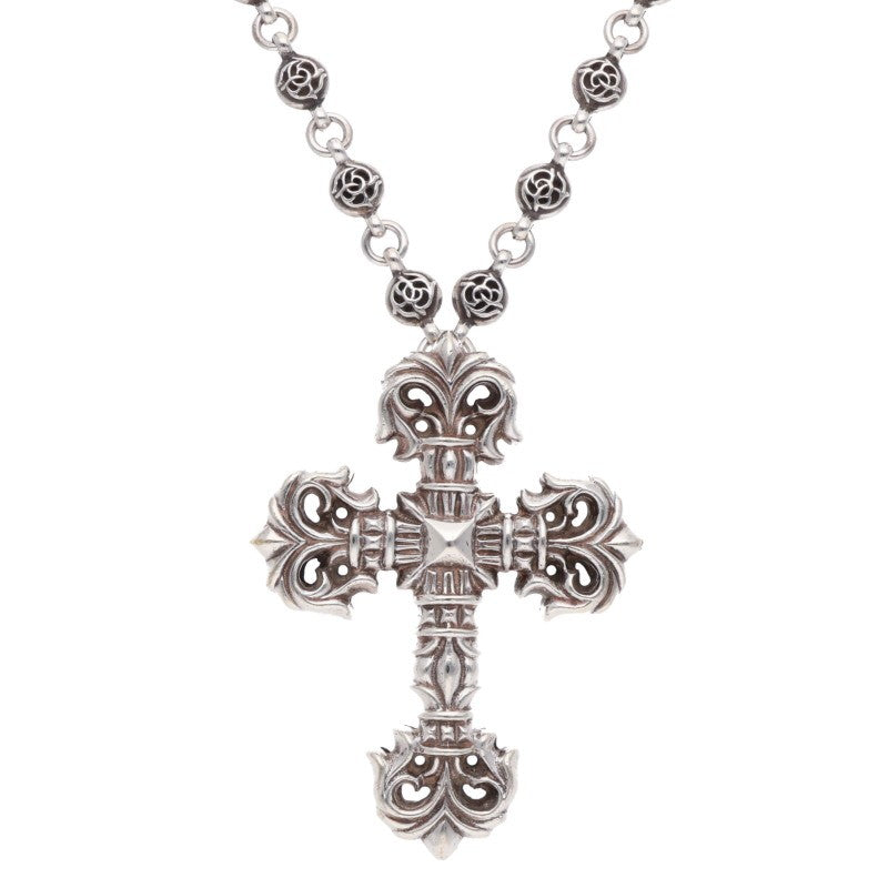 Chrome Hearts 925 Silver Floral Cross Necklace Size 20 Inch