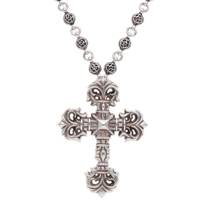 Chrome Hearts 925 Silver Floral Cross Necklace Size 20 Inch