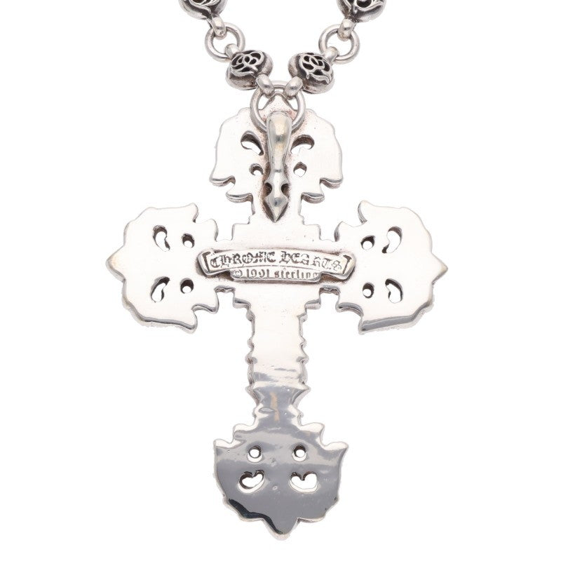 Chrome Hearts 925 Silver Floral Cross Necklace Size 20 Inch