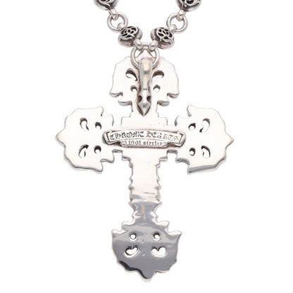 Chrome Hearts 925 Silver Floral Cross Necklace Size 20 Inch