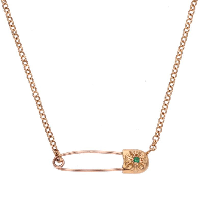 Chrome Hearts 22K Yellow Gold Emerald Necklace Size 16 Inch