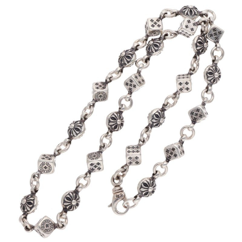 Chrome Hearts Dice Cross Ball Silver Necklace Size 23LINK