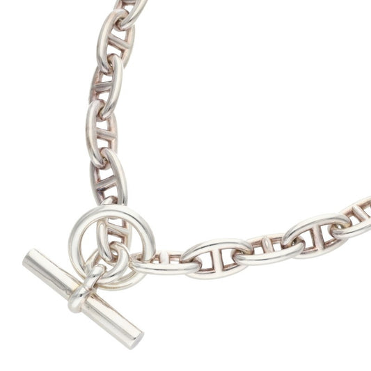 HERMES Chaine d'Ancre 925 Silver Choker Necklace Size GM