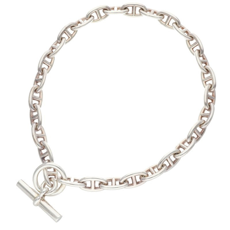 HERMES Chaine d'Ancre 925 Silver Choker Necklace Size GM