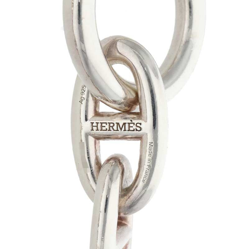 HERMES Chaine d'Ancre 925 Silver Choker Necklace Size GM