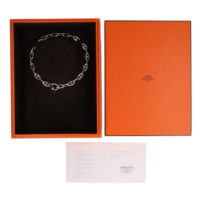 HERMES Chaine d'Ancre 925 Silver Choker Necklace Size GM