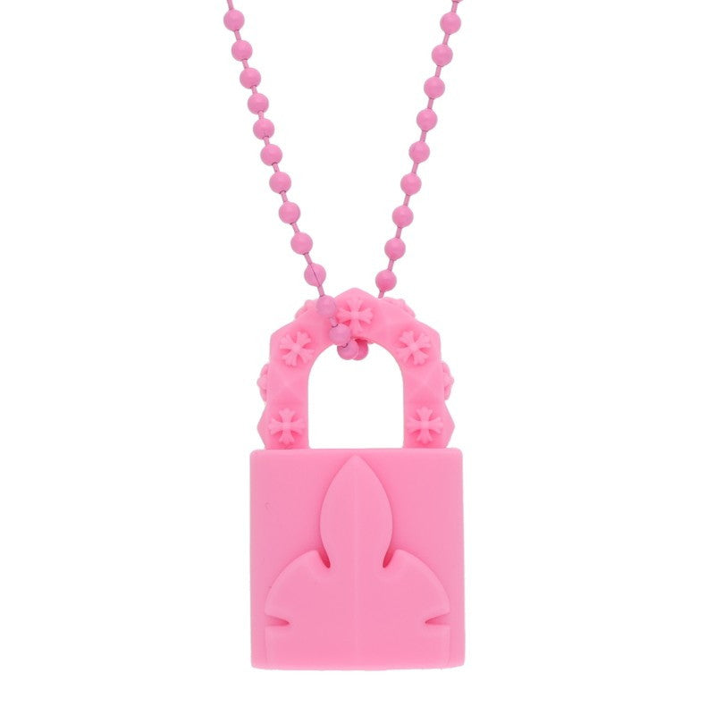 Chrome Hearts RUBBER PADLOCK SILICON Necklace Pink