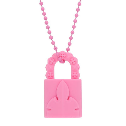 Chrome Hearts RUBBER PADLOCK SILICON Necklace Pink