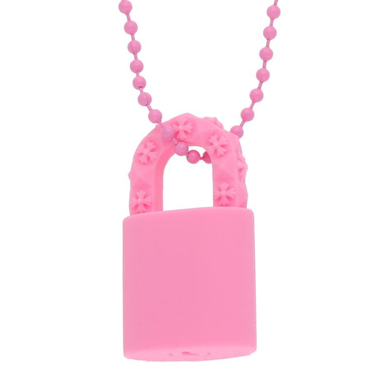 Chrome Hearts RUBBER PADLOCK SILICON Necklace Pink