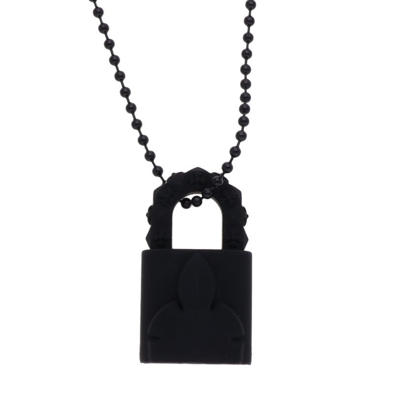 Chrome Hearts RUBBER PADLOCK FLERKNEE SLCN Necklace Black