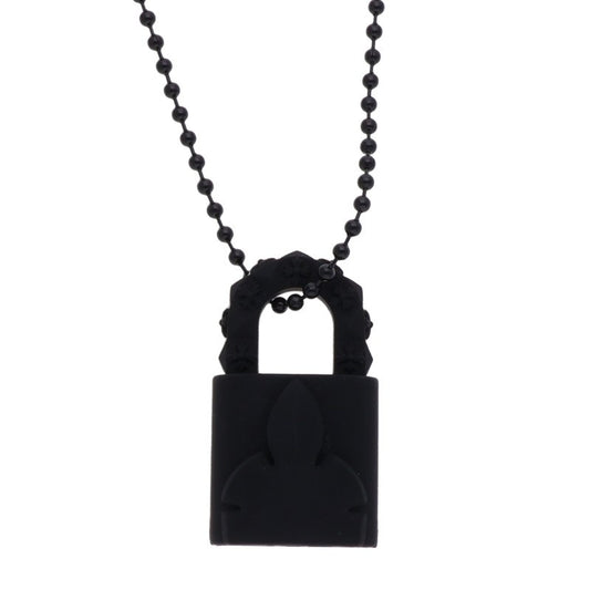 Chrome Hearts RUBBER PADLOCK FLERKNEE SLCN Necklace Black