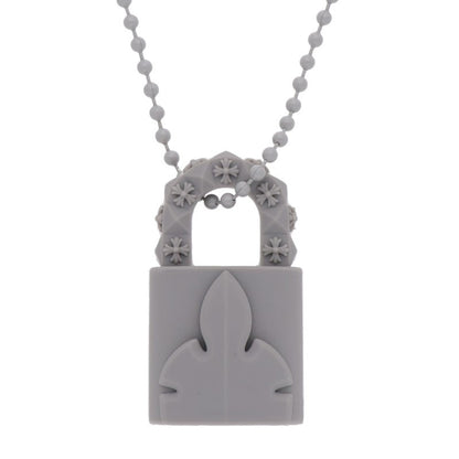 Chrome Hearts Rubber Padlock Fleurknee Necklace Gray