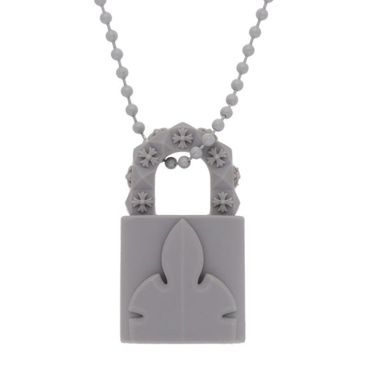 Chrome Hearts Rubber Padlock Fleurknee Necklace Gray