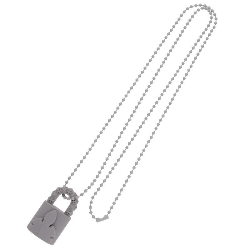Chrome Hearts Rubber Padlock Fleurknee Necklace Gray