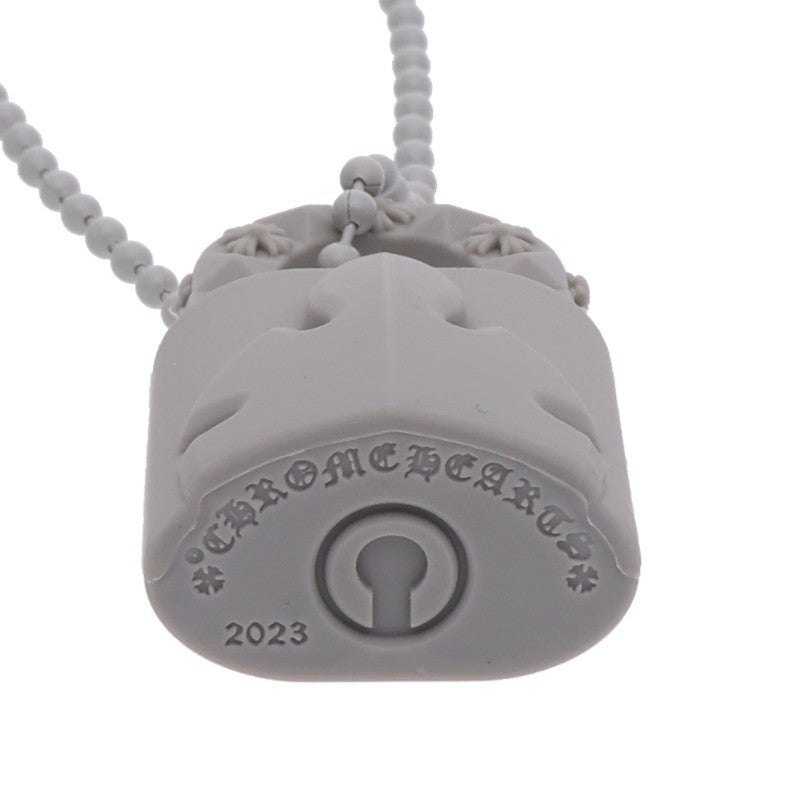 Chrome Hearts Rubber Padlock Fleurknee Necklace Gray