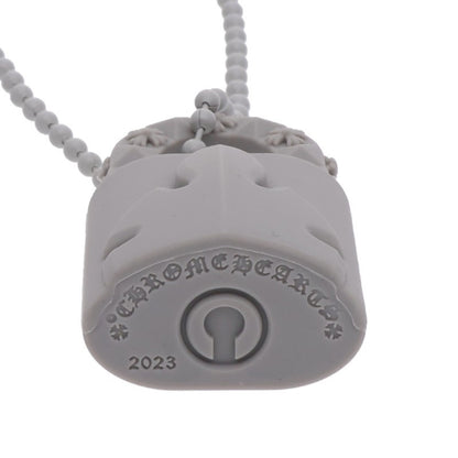 Chrome Hearts Rubber Padlock Fleurknee Necklace Gray
