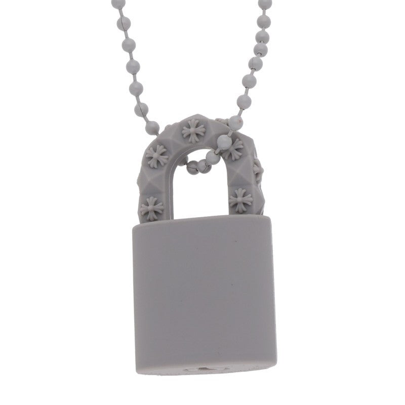 Chrome Hearts Rubber Padlock Fleurknee Necklace Gray
