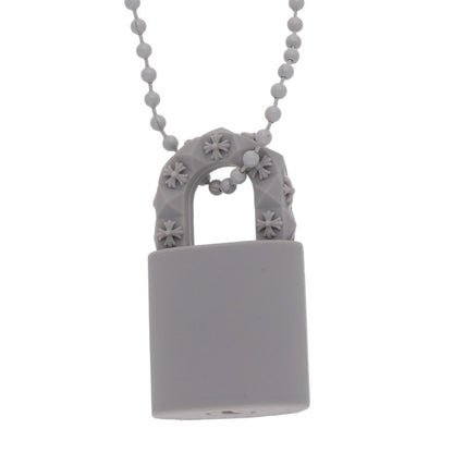 Chrome Hearts Rubber Padlock Fleurknee Necklace Gray