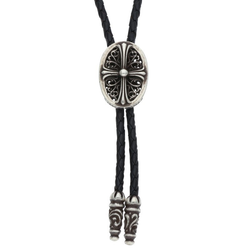 Chrome Hearts Tiny Classic Oval Bolo Tie Leather Necklace