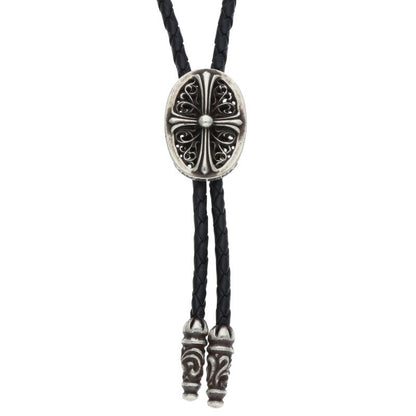 Chrome Hearts Tiny Classic Oval Bolo Tie Leather Necklace