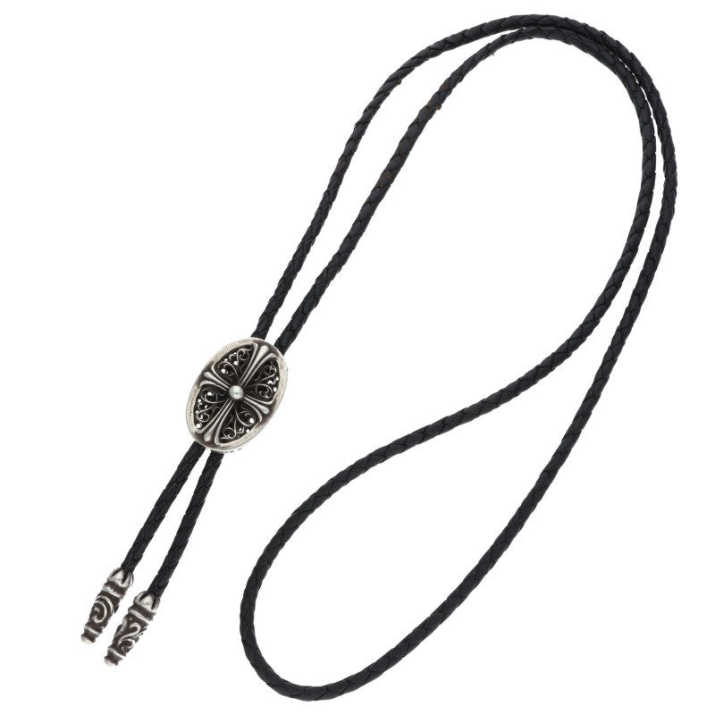 Chrome Hearts Tiny Classic Oval Bolo Tie Leather Necklace