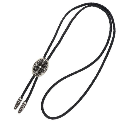 Chrome Hearts Tiny Classic Oval Bolo Tie Leather Necklace