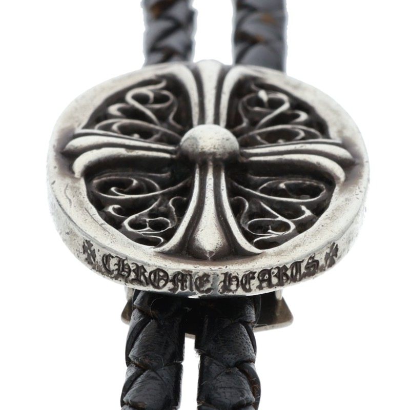 Chrome Hearts Tiny Classic Oval Bolo Tie Leather Necklace