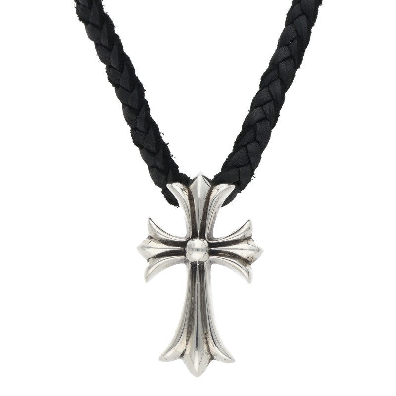 Chrome Hearts Small CH Cross Bolo Tip Necklace Silver/Black