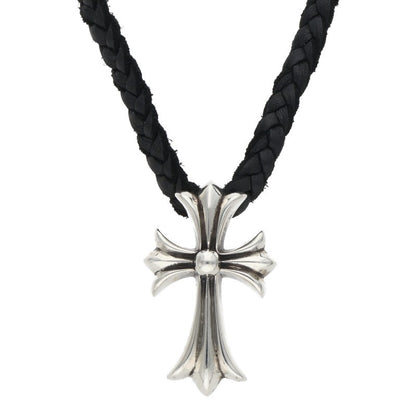 Chrome Hearts Small CH Cross Bolo Tip Necklace Silver/Black