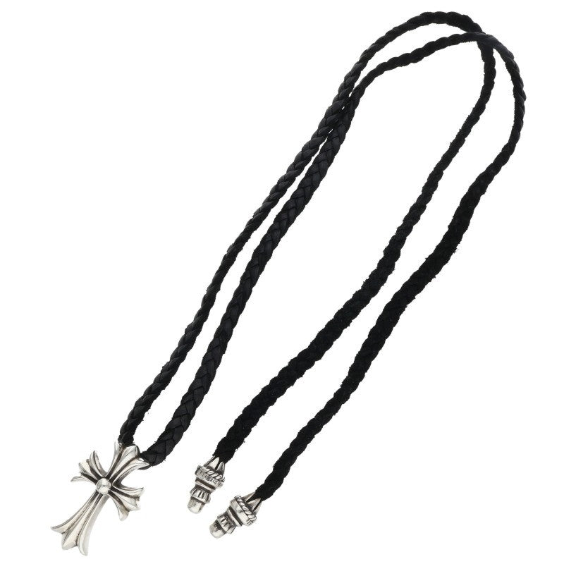 Chrome Hearts Small CH Cross Bolo Tip Necklace Silver/Black