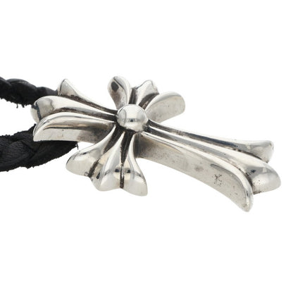 Chrome Hearts Small CH Cross Bolo Tip Necklace Silver/Black