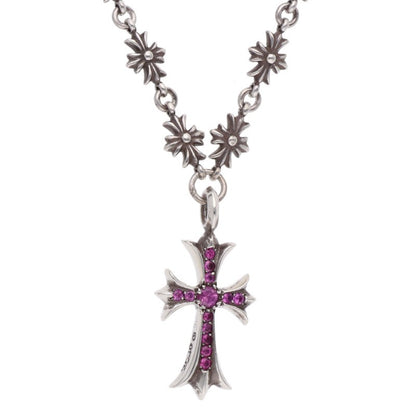 Chrome Hearts TNY E20 CRS F Pave Pink Sapphire Necklace