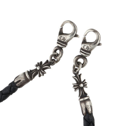 Chrome Hearts Mask Leather Chain 2 Clip Necklace