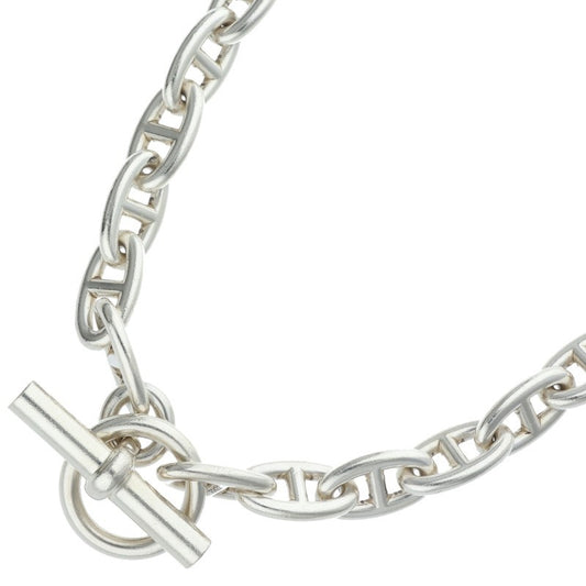 HERMES Chaine d'Ancre Silver Choker Necklace Size GM