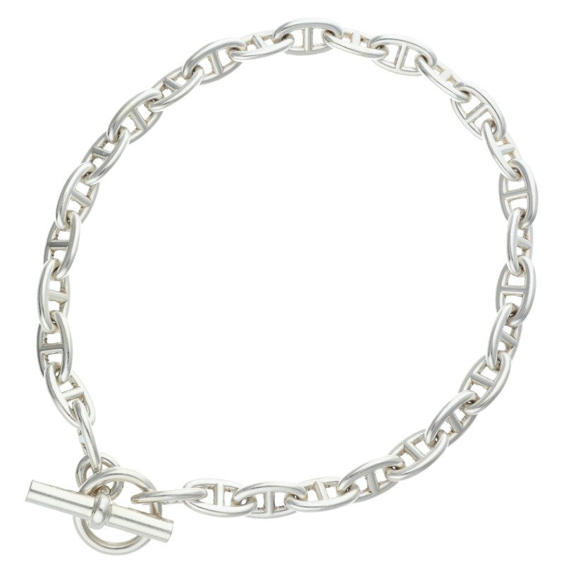HERMES Chaine d'Ancre Silver Choker Necklace Size GM