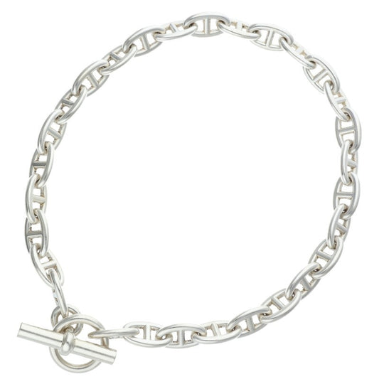 HERMES Chaine d'Ancre Silver Choker Necklace Size GM