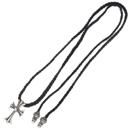 Chrome Hearts Small CH Cross W Bolo Tip Black Necklace
