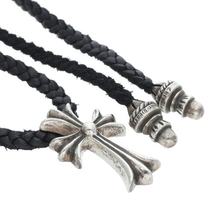 Chrome Hearts Small CH Cross W Bolo Tip Black Necklace