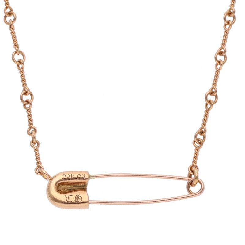 Chrome Hearts 22K Safety Pin Diamond Necklace Size 20 Inch