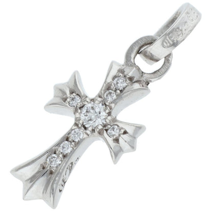 Chrome Hearts 18K WG Baby Fat Cross Pave Diamond Charm