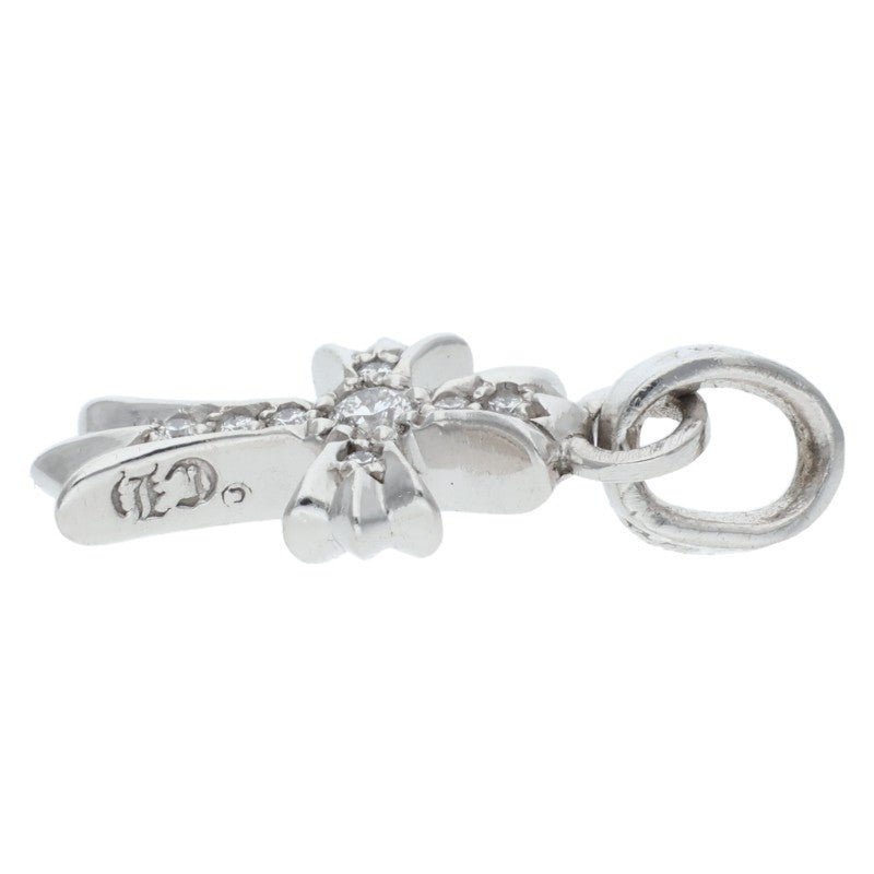 Chrome Hearts 18K WG Baby Fat Cross Pave Diamond Charm