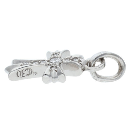 Chrome Hearts 18K WG Baby Fat Cross Pave Diamond Charm