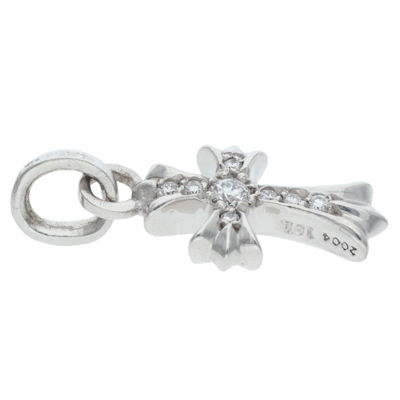 Chrome Hearts 18K WG Baby Fat Cross Pave Diamond Charm
