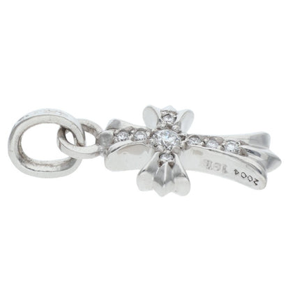 Chrome Hearts 18K WG Baby Fat Cross Pave Diamond Charm