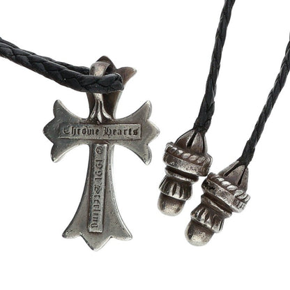 Chrome Hearts Small CH Cross Bolo Tip Silver Necklace