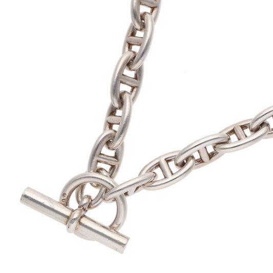 HERMES Chaine d'Ancre Silver Choker Necklace Size GM