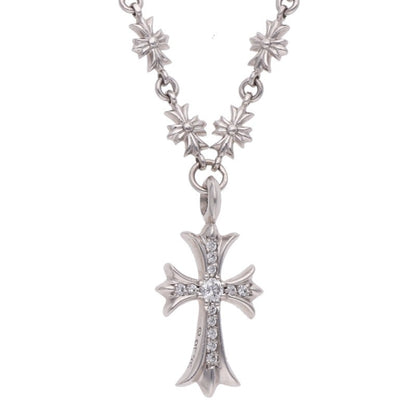 Chrome Hearts 18K Pave Diamond Cross Necklace Size 20 Inch