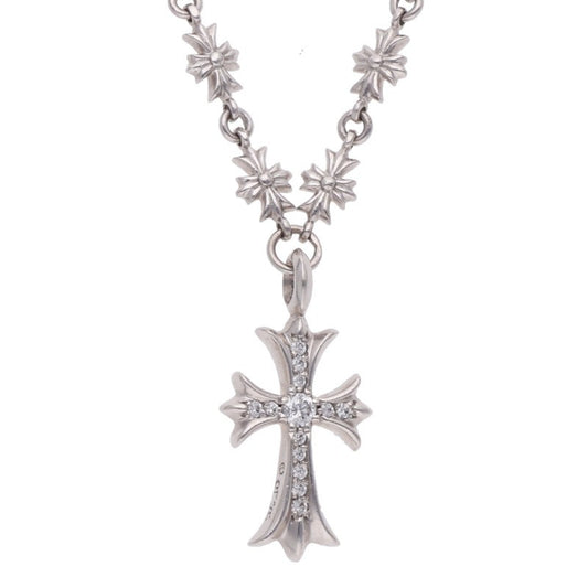 Chrome Hearts 18K Pave Diamond Cross Necklace Size 20 Inch