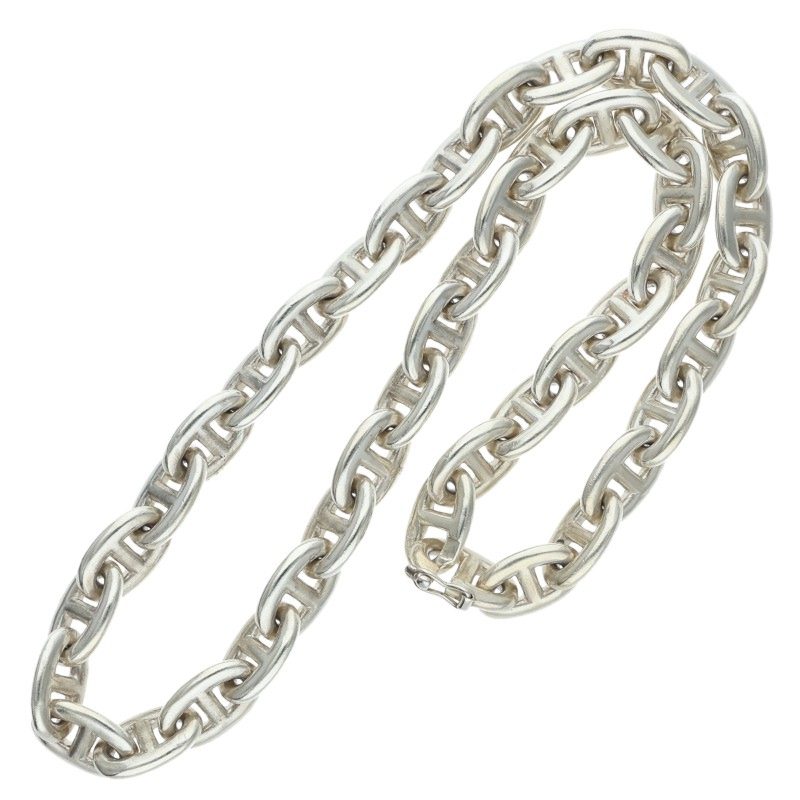 HERMES Chaine d'Ancre Silver Necklace Size PM